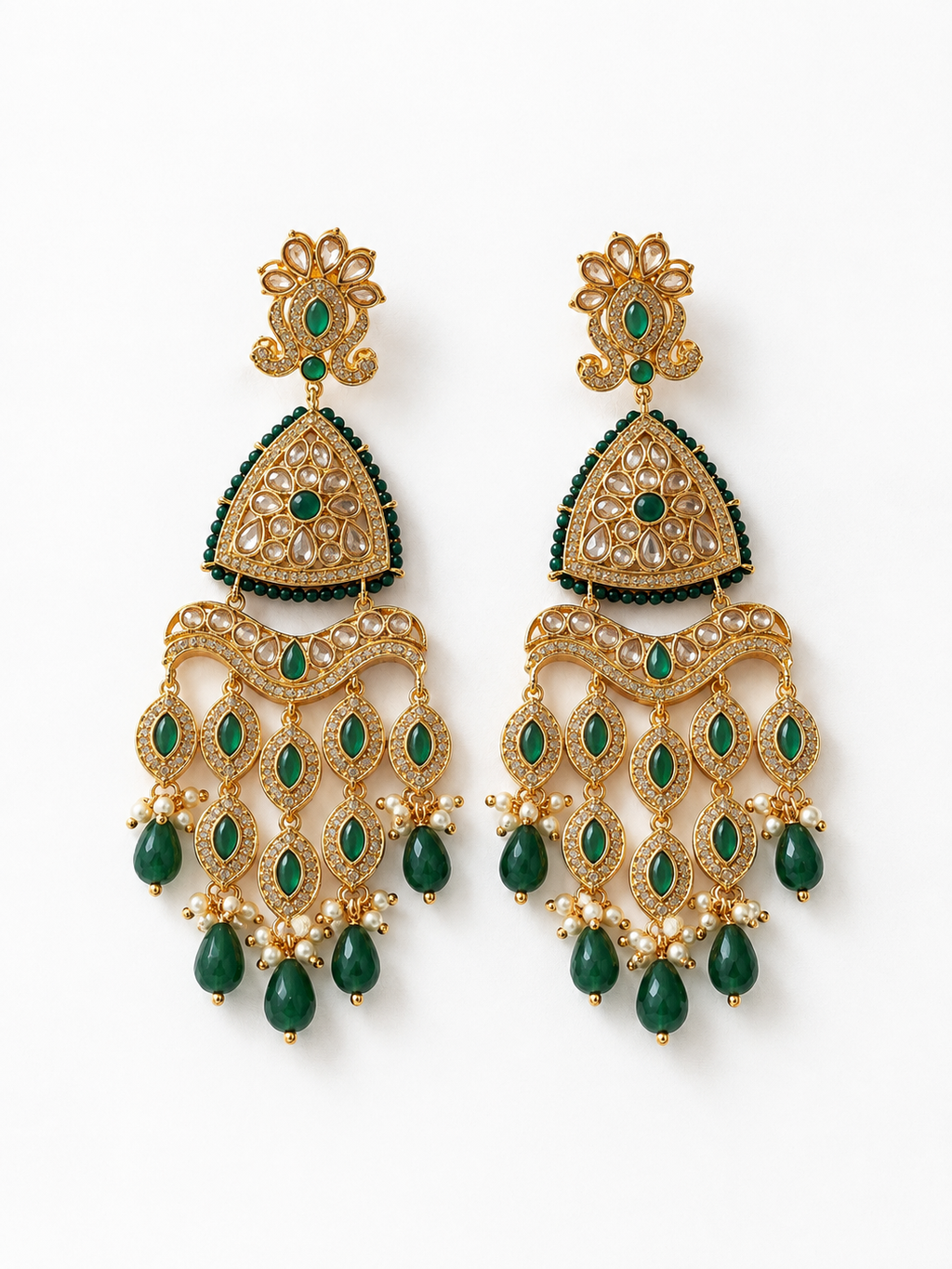 Emerald Drop Chandelier Earrings