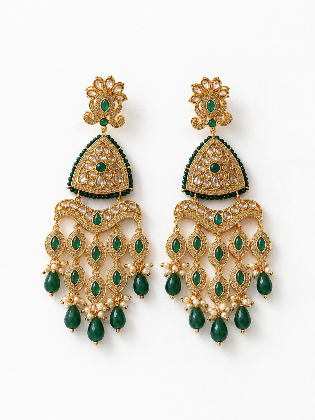 Emerald Drop Chandelier Earrings