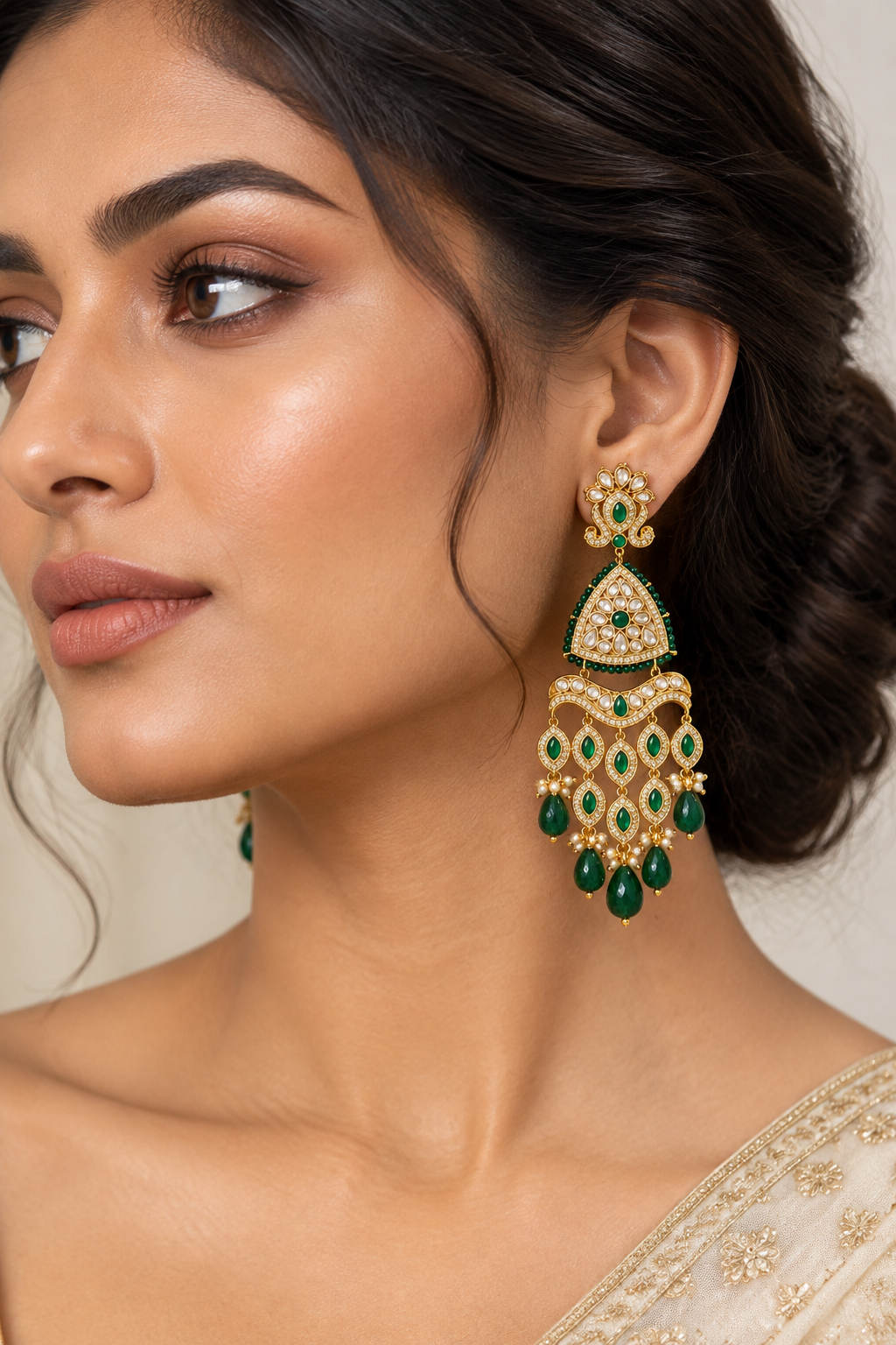 Emerald Drop Chandelier Earrings