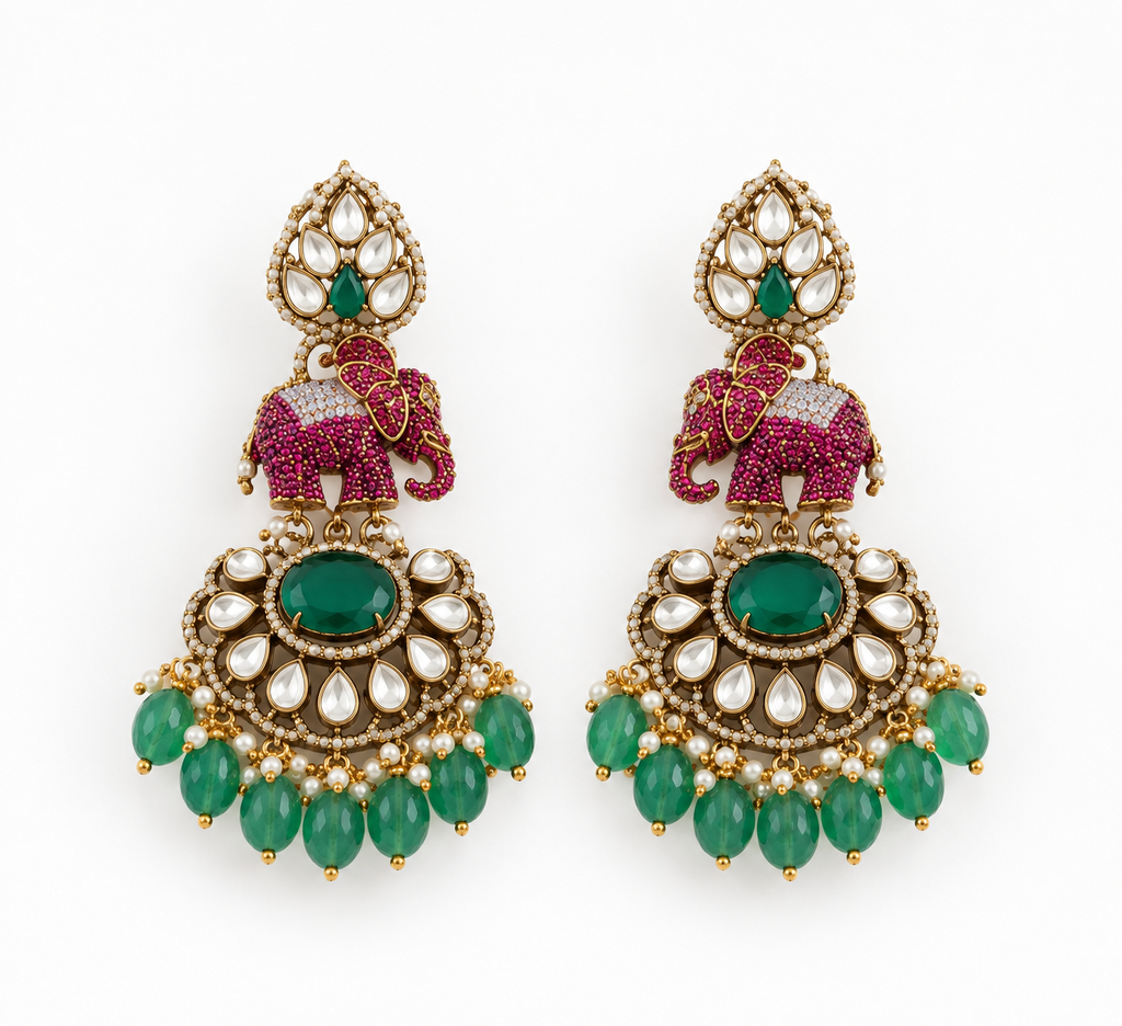 Royal Elephant Pearl Necklace Set