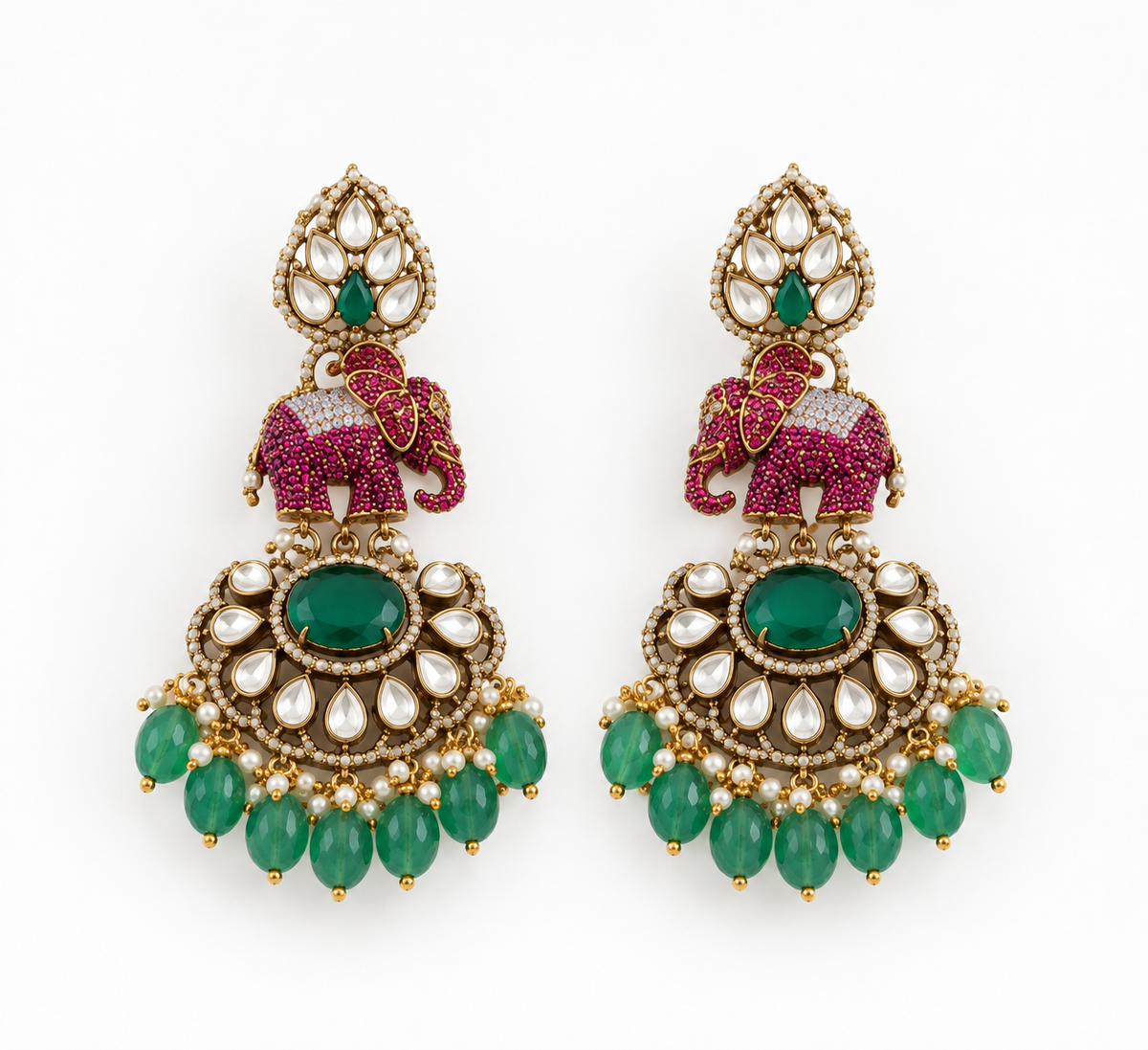 Royal Elephant Pearl Necklace Set