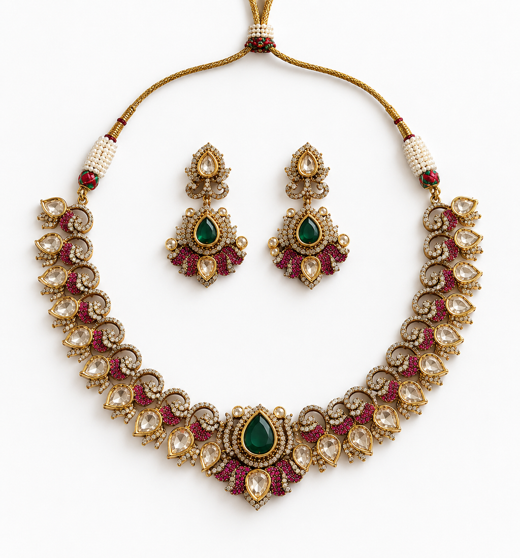 Emerald Paisley Necklace Set