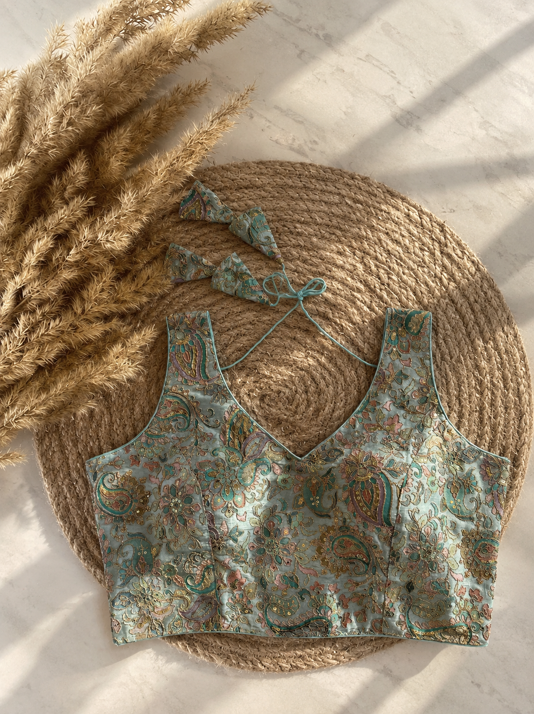 Seafoam Brocade Blouse