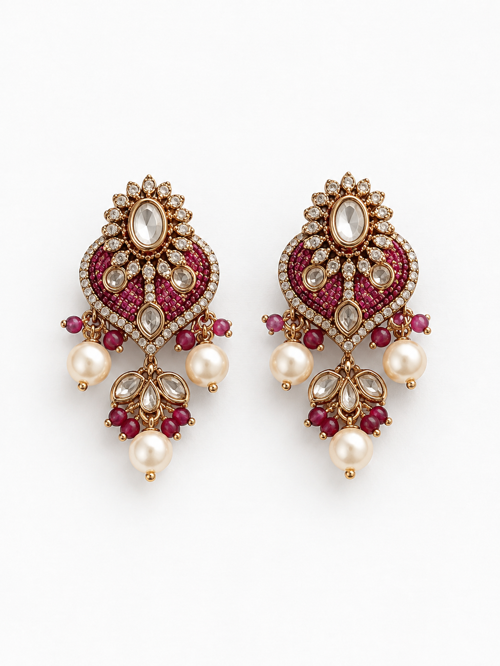 Kundan Fan Pendant Necklace Set