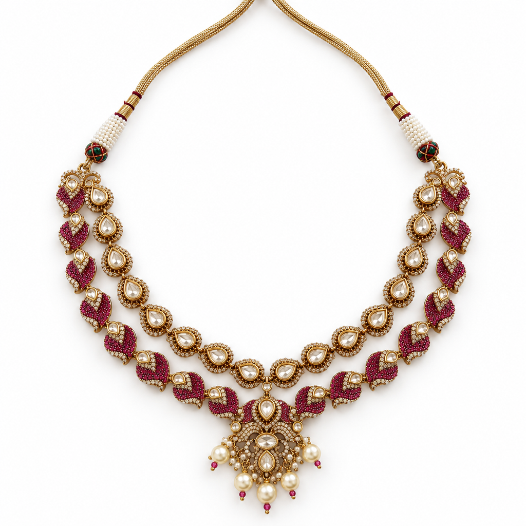 Layered Pearl Drop Necklace Set