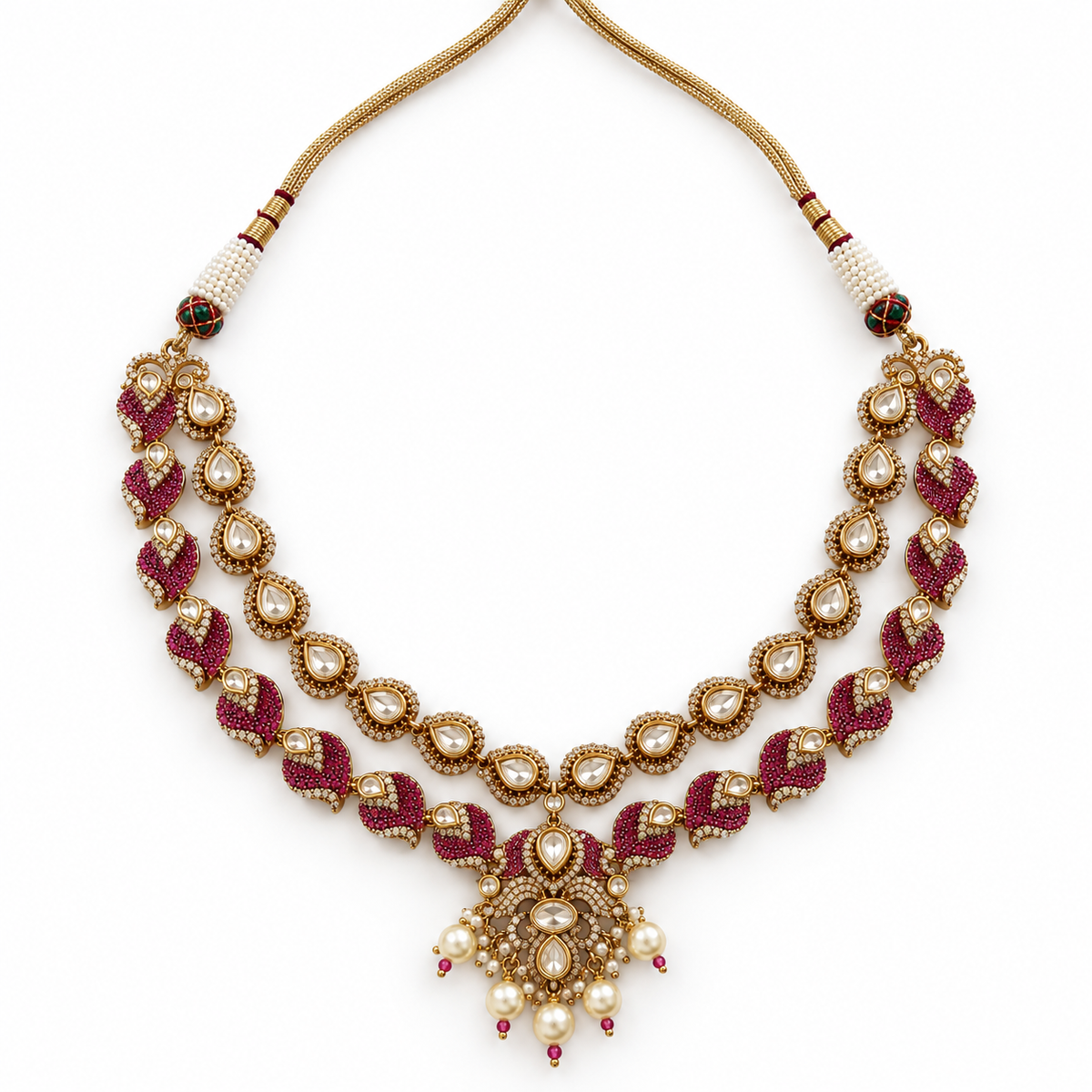 Layered Pearl Drop Necklace Set