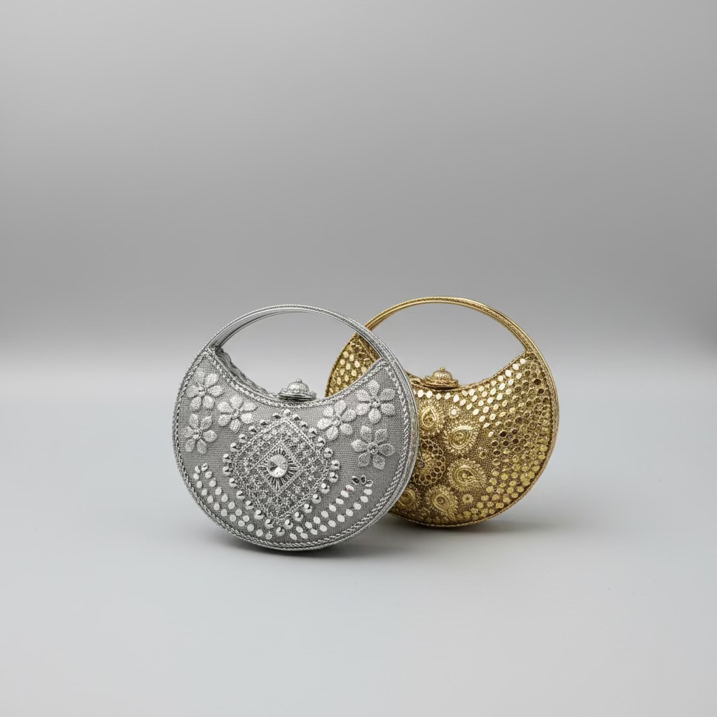 Paisley Stone Mesh Clutch