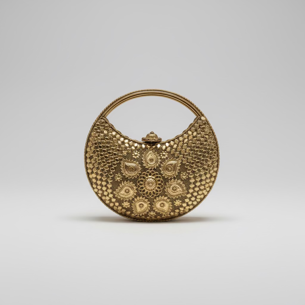 Paisley Stone Mesh Clutch