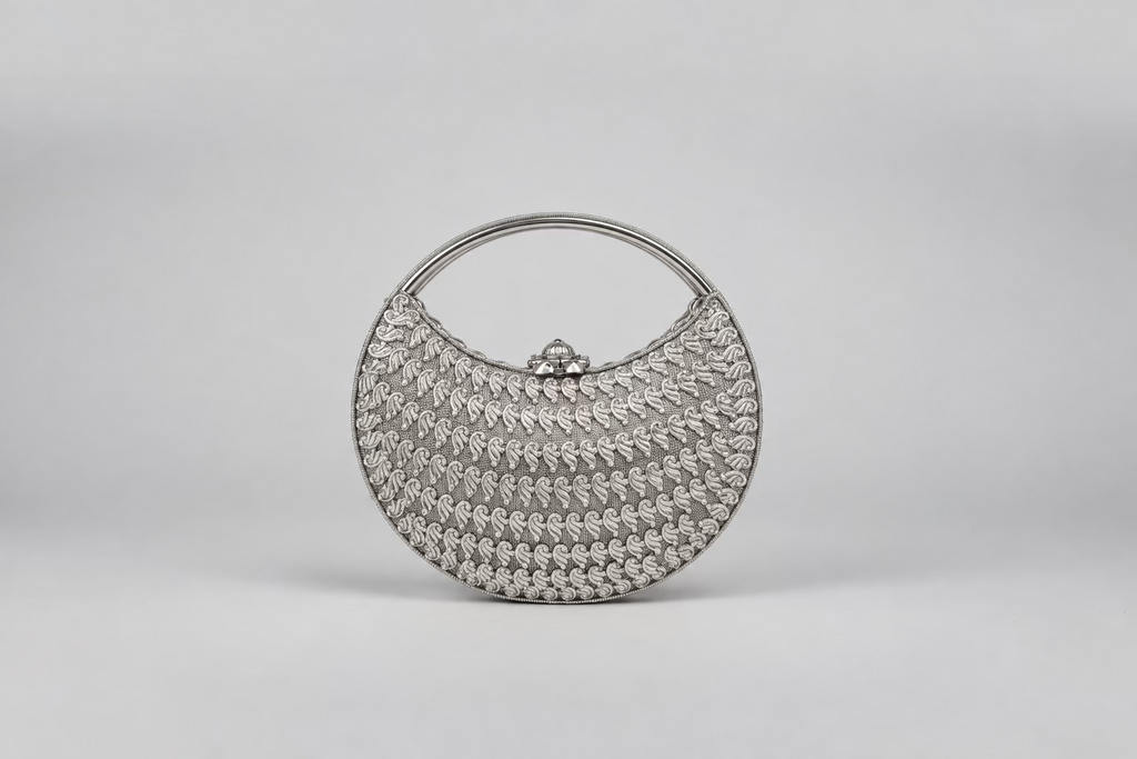 Paisley Stone Mesh Clutch