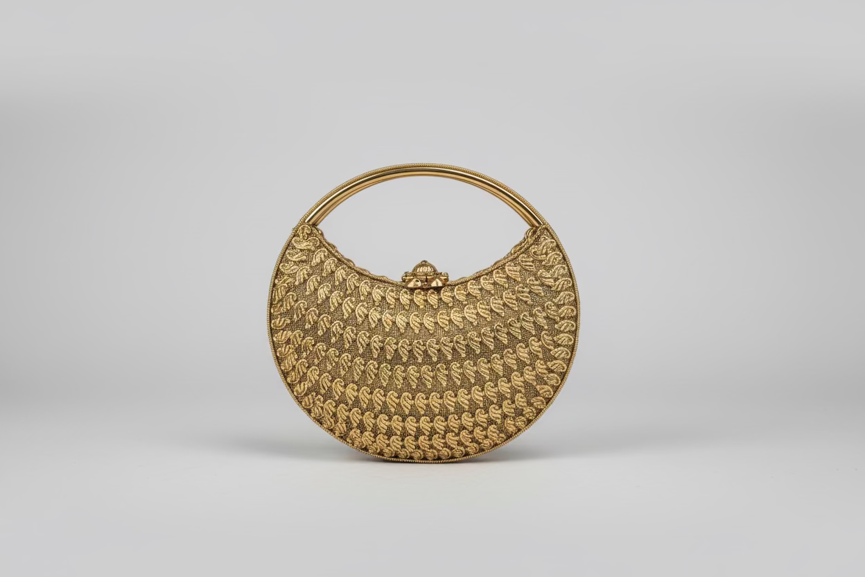 Paisley Stone Mesh Clutch