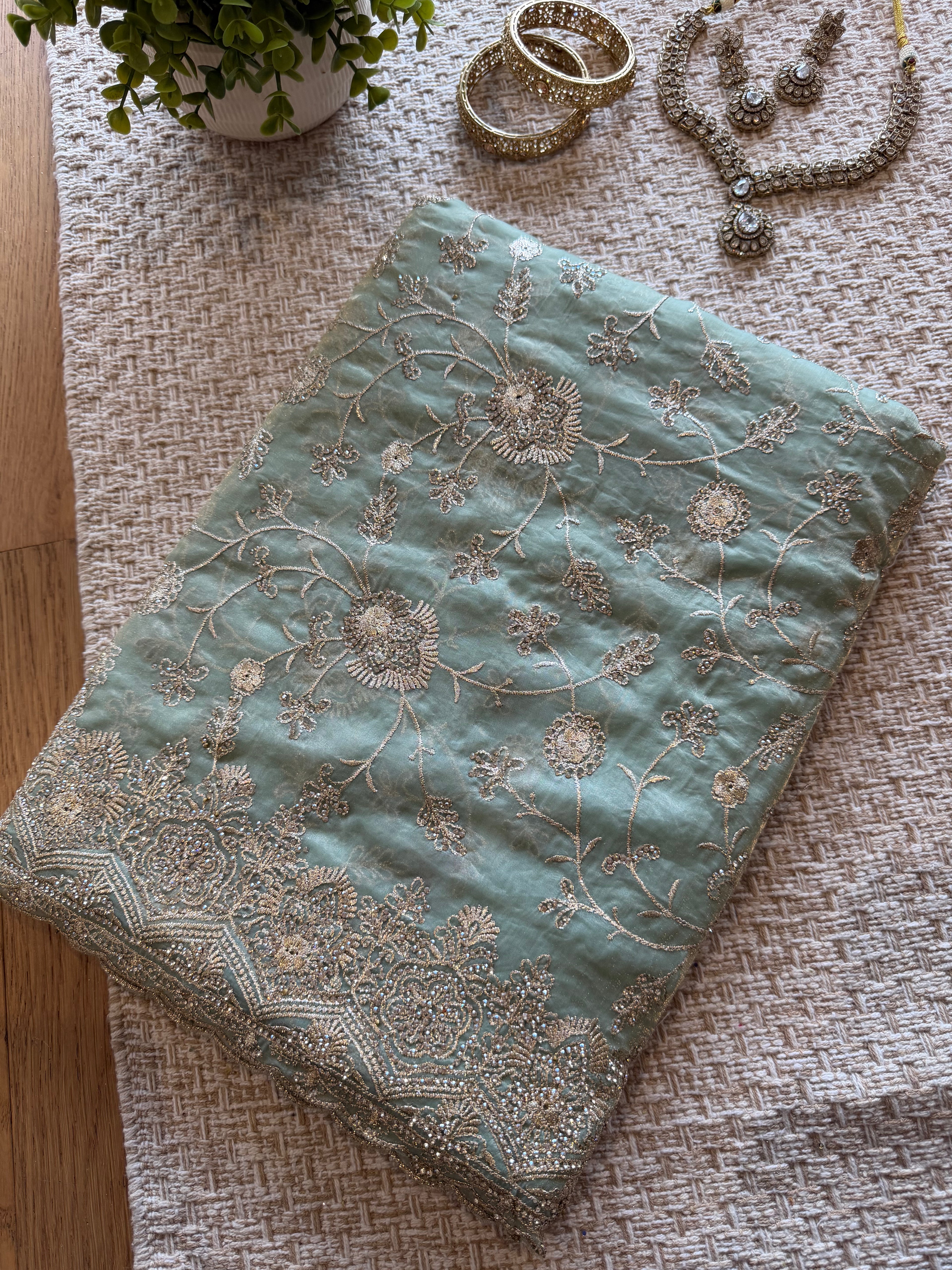 Sage Garden Embroidered Saree