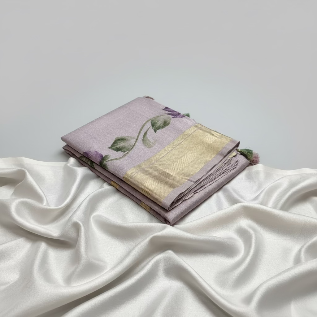 Lilac Lotus Silk Saree