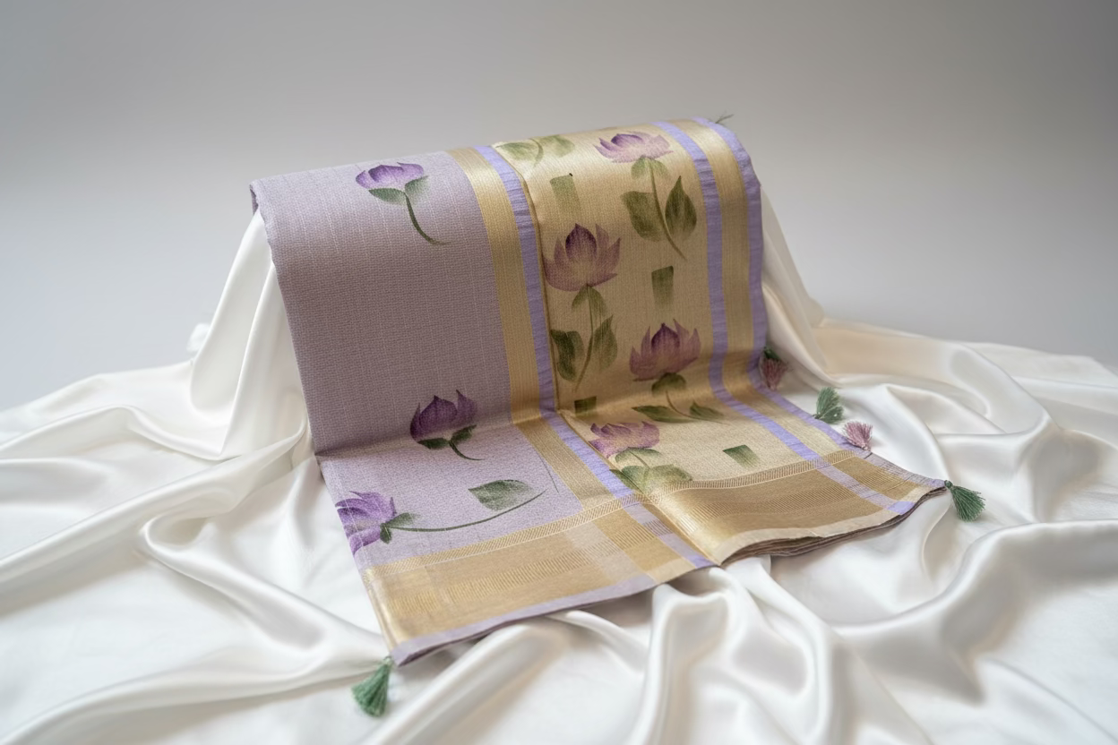 Lilac Lotus Silk Saree