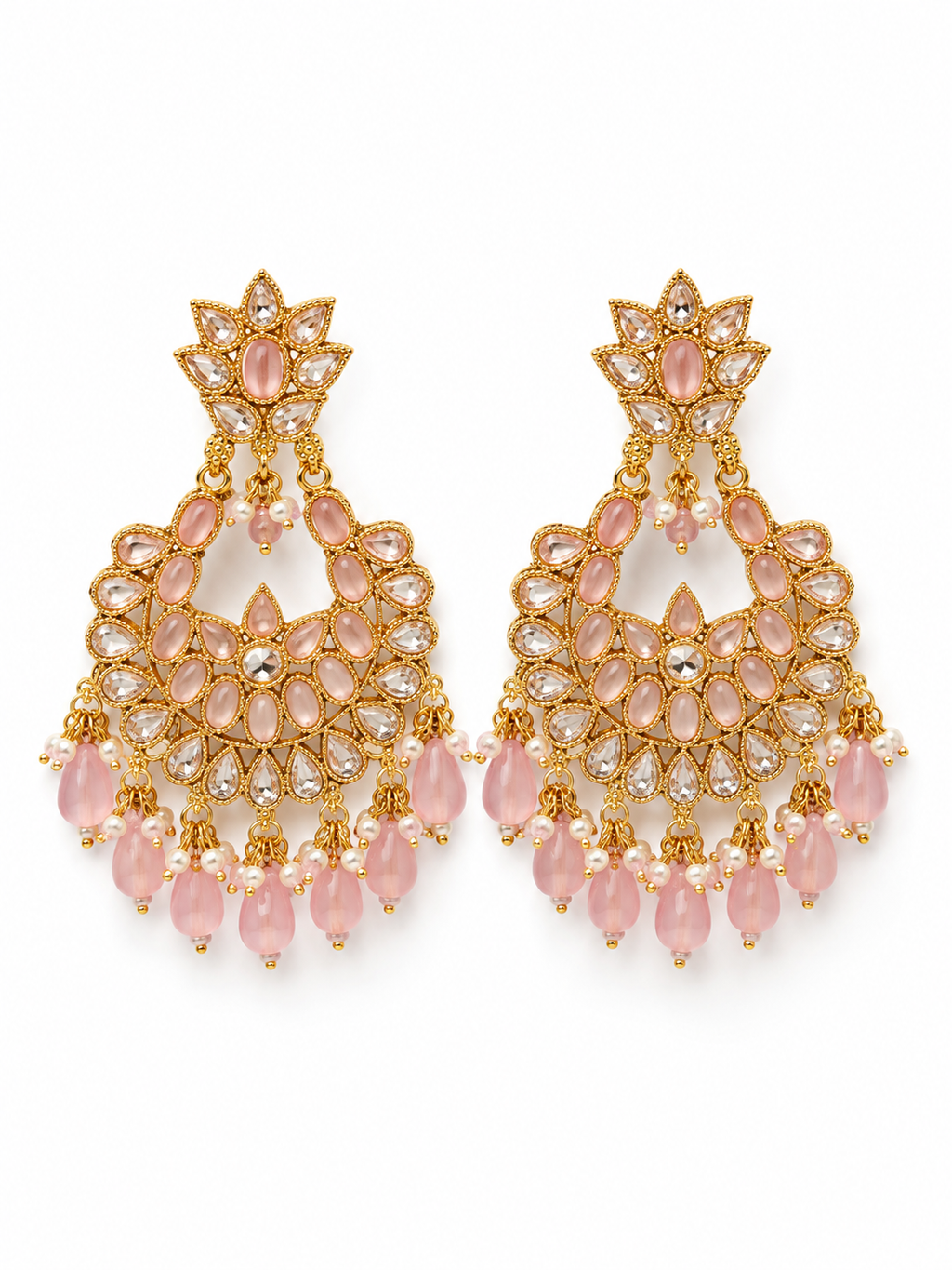 Pink Blossom Chandbali Earrings